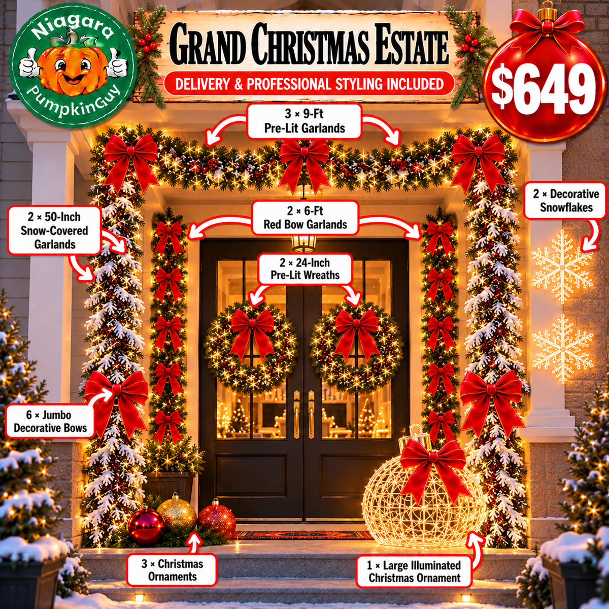 Grand Christmas Estate porch styling package $649