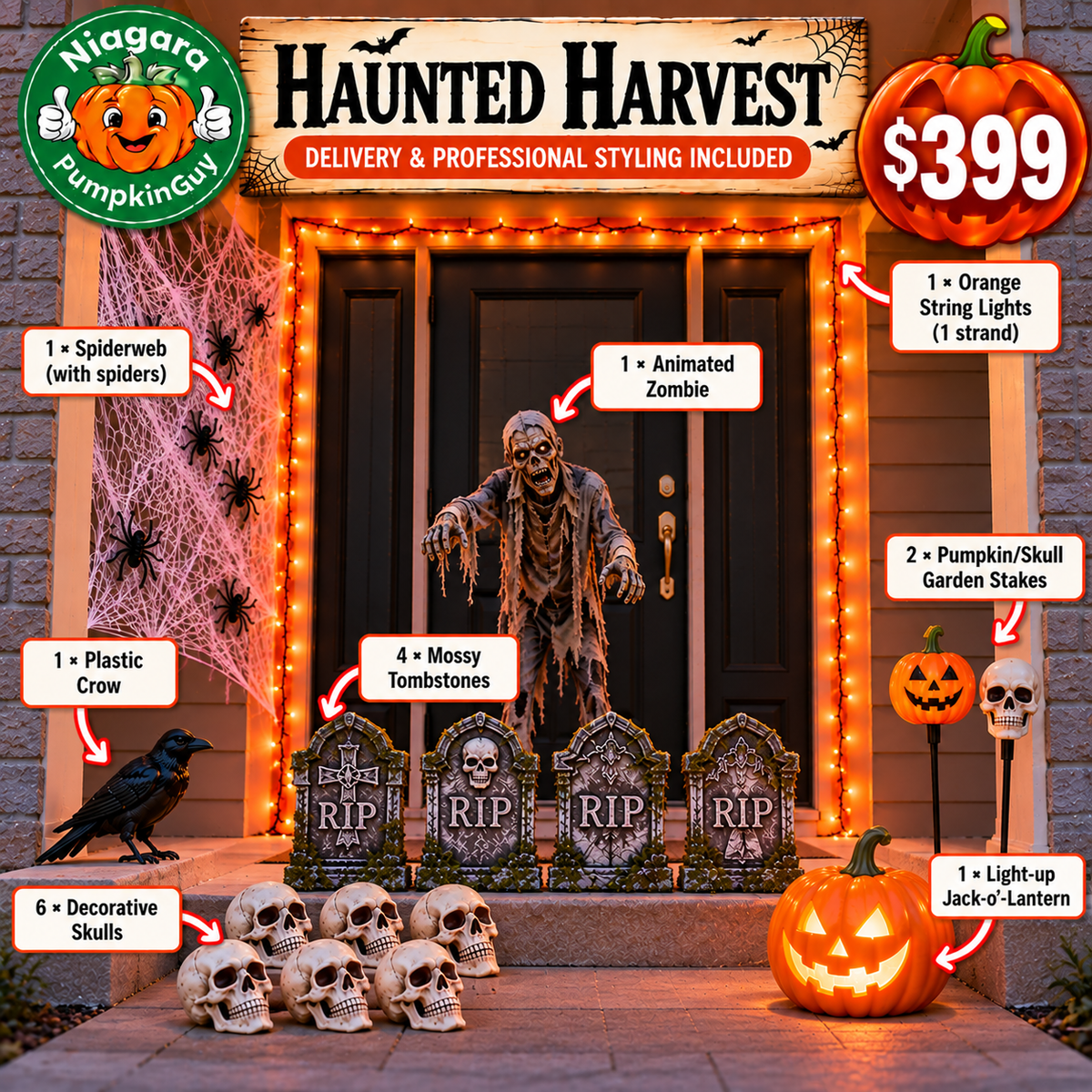 Haunted Harvest Halloween porch styling package $399